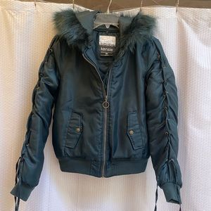 Emerald Green Bomber Jacket Size M